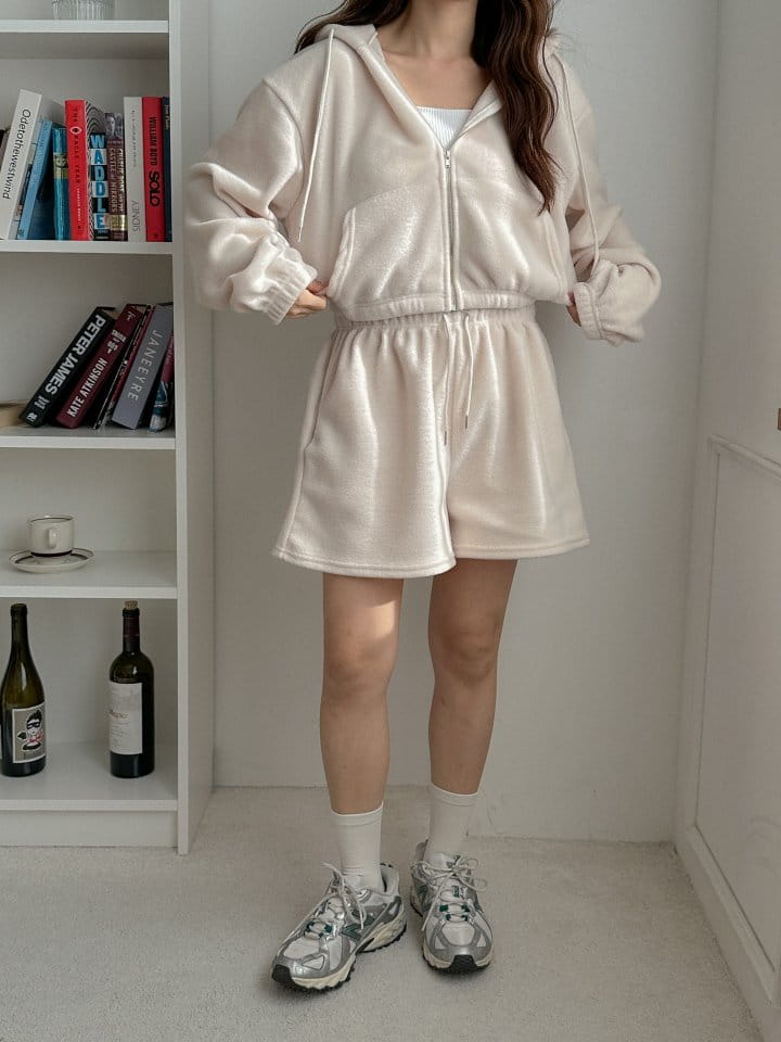 Another Plan - Korean Women Fashion - #momslook - Fleece Shorts SET