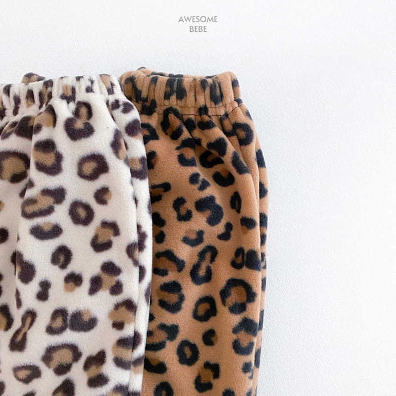 Awesome Bebe - Korean Children Fashion - #kidsshorts - Leopard Fleece Pants - 5