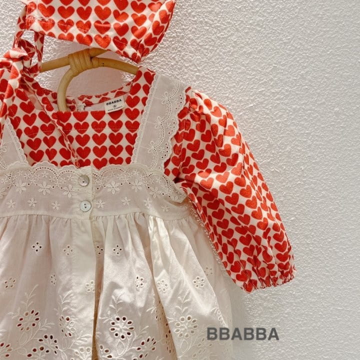 Bbabba - Korean Baby Fashion - #babyboutique - Rib Heart Bodysuit with Bonnet
