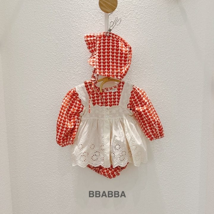 Bbabba - Korean Baby Fashion - #babyclothing - Rib Heart Bodysuit with Bonnet - 4