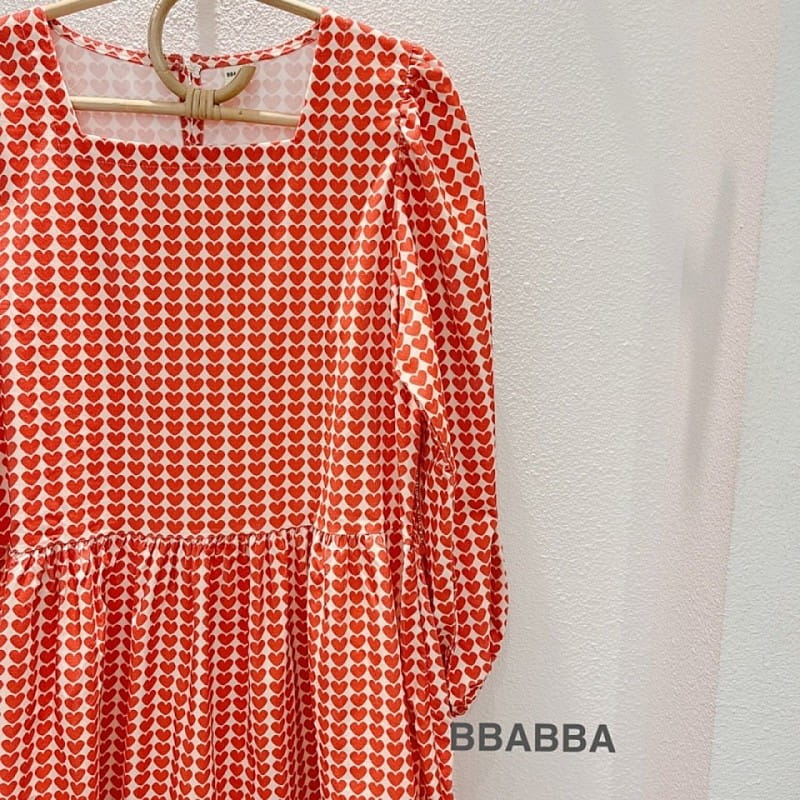 Bbabba - Korean Baby Fashion - #babyfever - Rib Heart One-piece Mom - 3