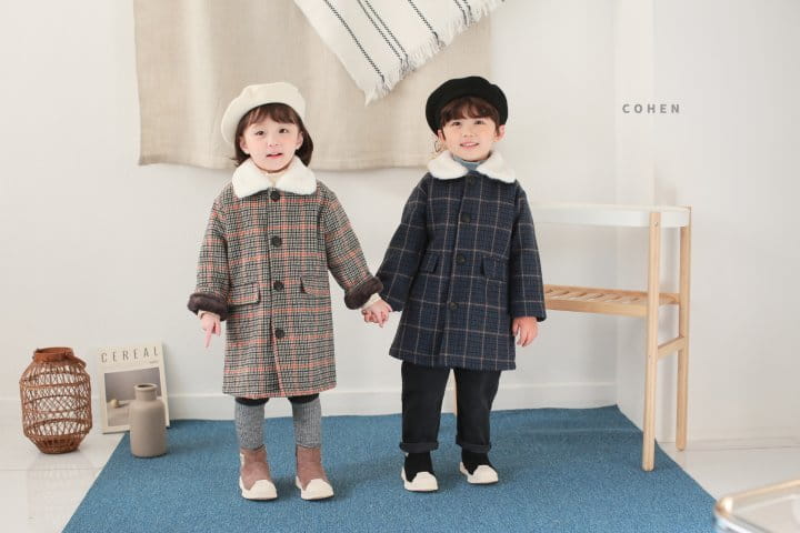 Cohen - Korean Children Fashion - #childofig - Check Coat - 2