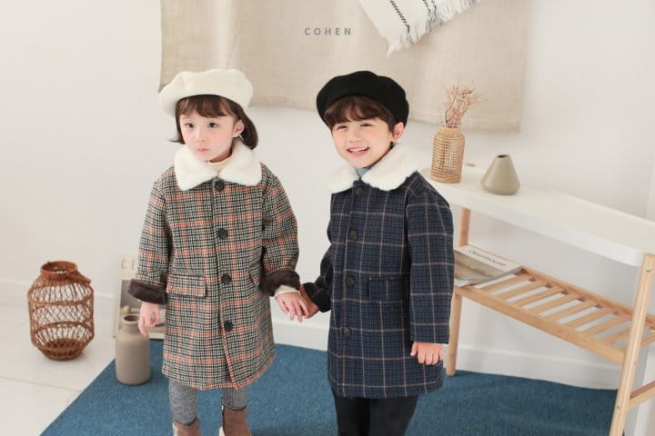 Cohen - Korean Children Fashion - #stylishchildhood - Check Coat