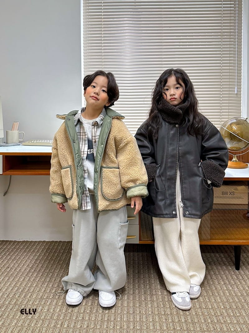 Ellymolly - Korean Children Fashion - #toddlerclothing - Pigment Leather Jumper - 3