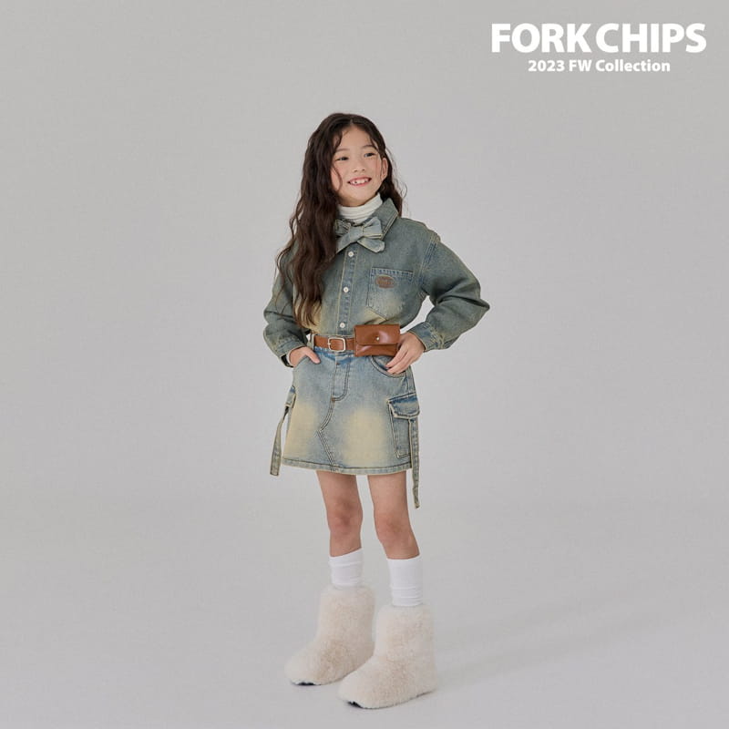 Fork Chips - Korean Children Fashion - #Kfashion4kids - Walker Denim Skirt - 12