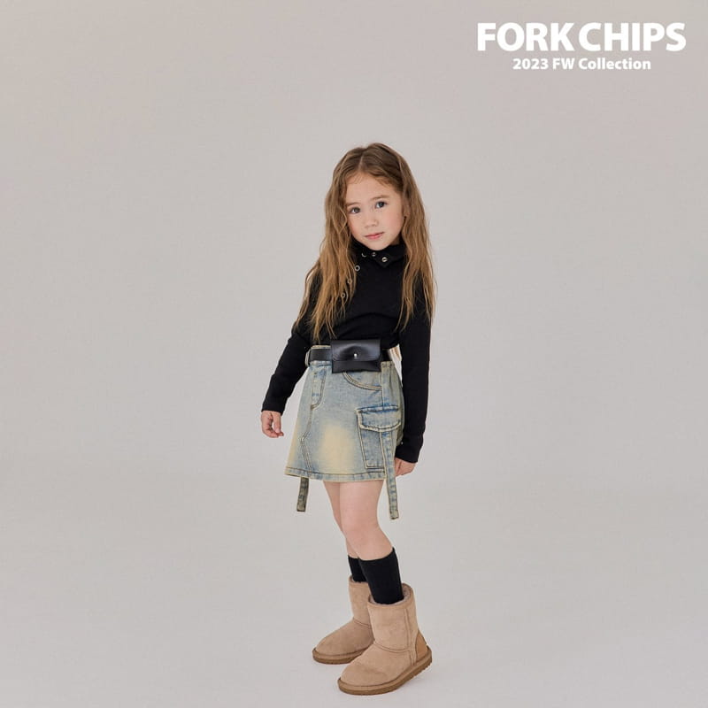 Fork Chips - Korean Children Fashion - #stylishchildhood - Walker Denim Skirt - 4