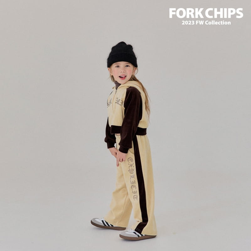 Fork Chips - Korean Children Fashion - #childrensboutique - Stone Velvet Hoody ZIP-up - 11