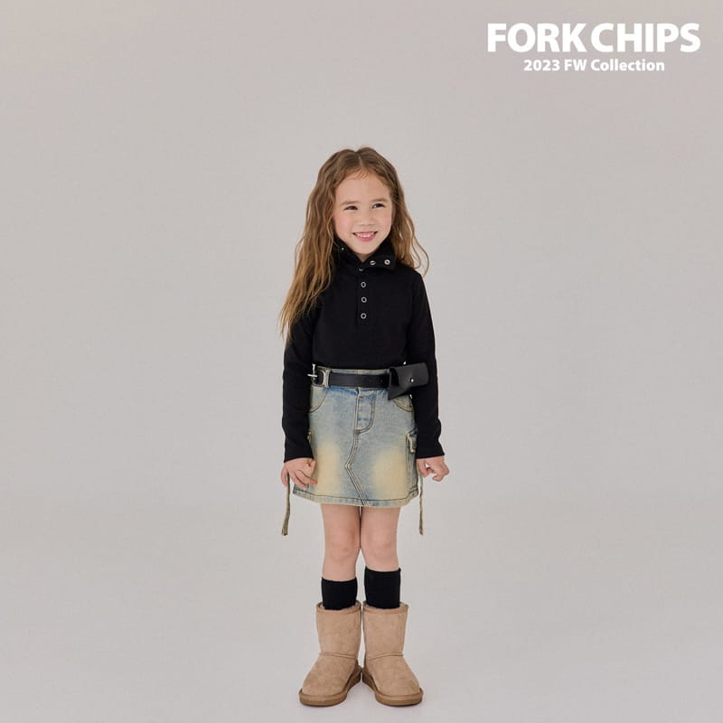 Fork Chips - Korean Children Fashion - #designkidswear - Walker Denim Skirt - 6