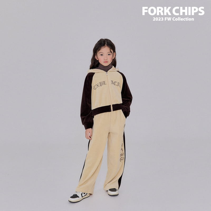 Fork Chips - Korean Children Fashion - #designkidswear - Stone Velvet Hoody ZIP-up - 12