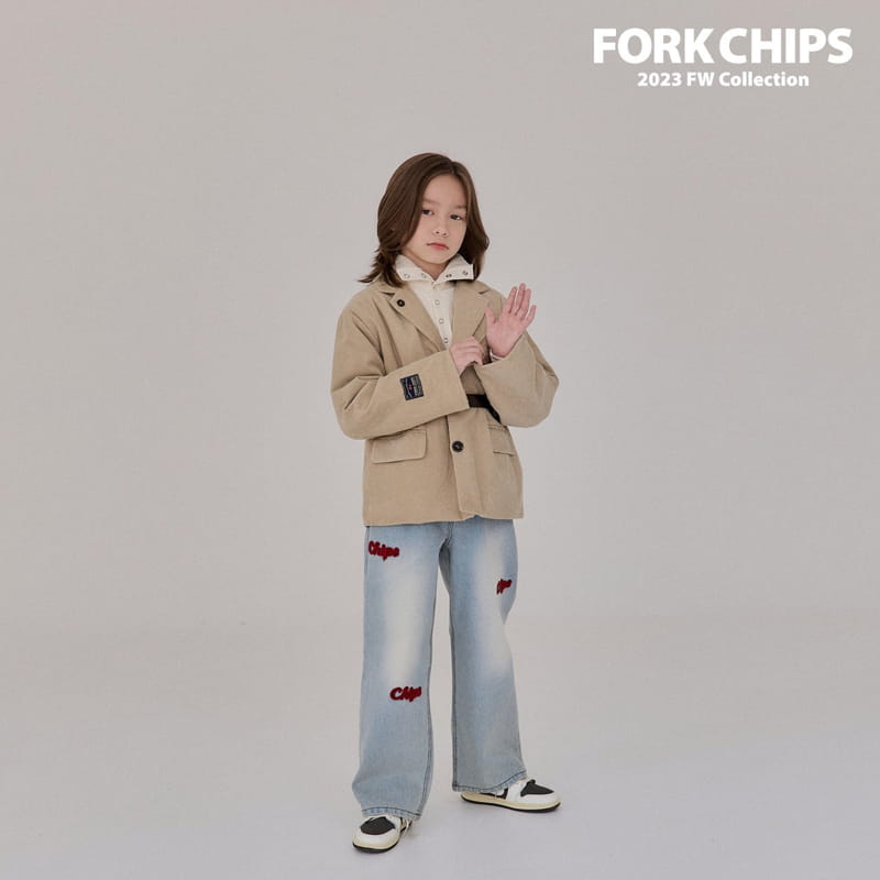 Fork Chips - Korean Children Fashion - #designkidswear - Chips Embrodiery Jeans - 2