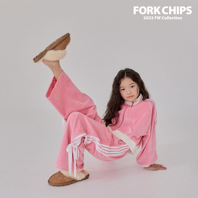 Fork Chips - Korean Children Fashion - #discoveringself - Kitch Velvet Zip-up - 2