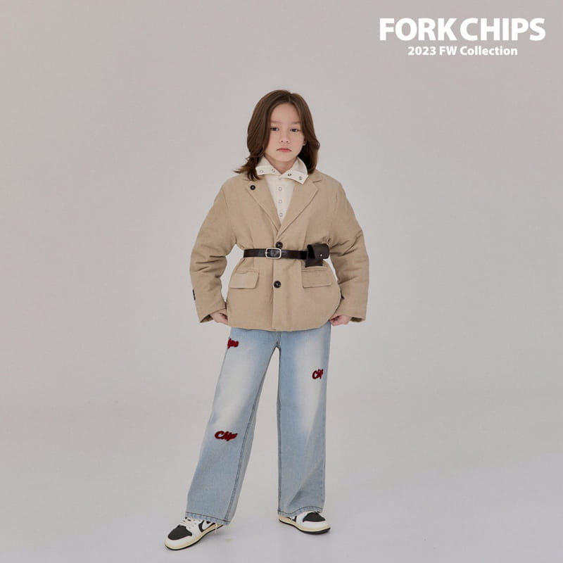 Fork Chips - Korean Children Fashion - #discoveringself - Chips Embrodiery Jeans - 3