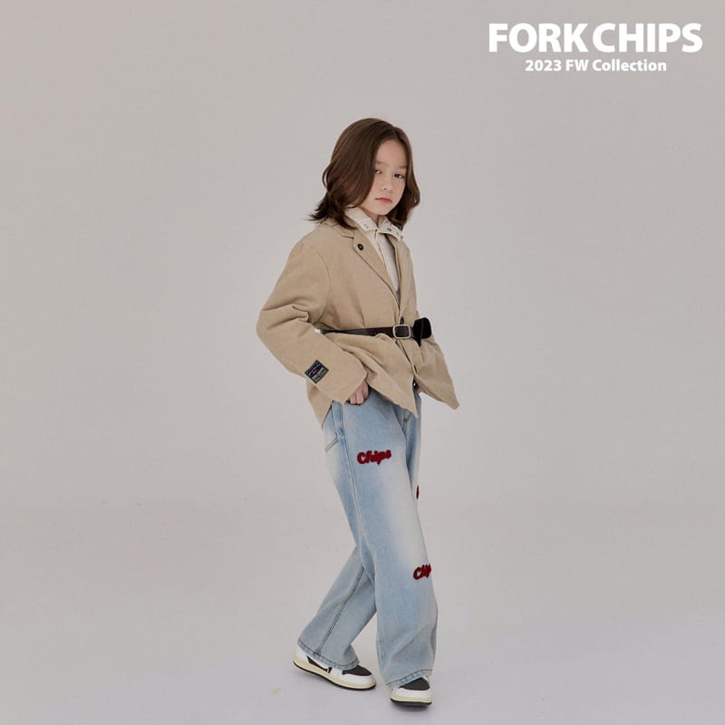 Fork Chips - Korean Children Fashion - #discoveringself - Chips Embrodiery Jeans - 4