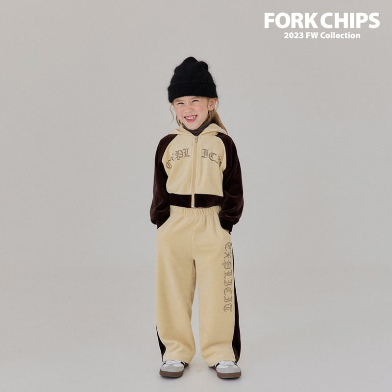 Fork Chips - Korean Children Fashion - #kidsshorts - Stone Velvet Hoody ZIP-up
