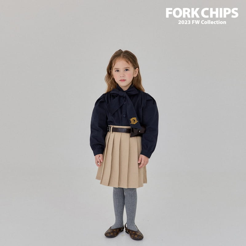 Fork Chips - Korean Children Fashion - #kidsshorts - Half Pleats Skirt - 6