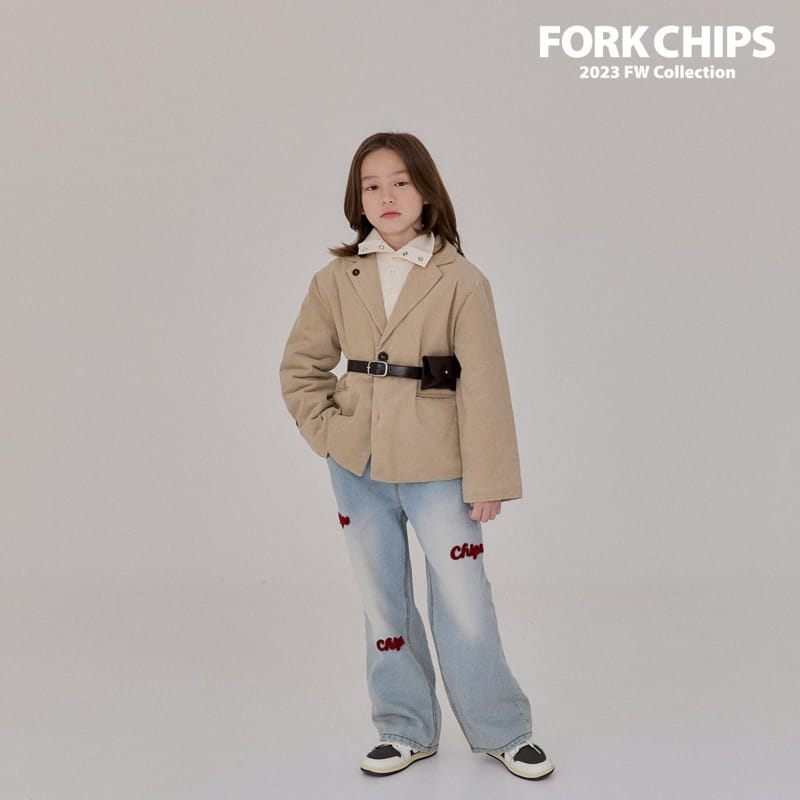Fork Chips - Korean Children Fashion - #kidsshorts - Chips Embrodiery Jeans - 5
