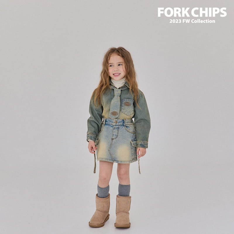 Fork Chips - Korean Children Fashion - #kidsshorts - Root Denim Shirt - 2