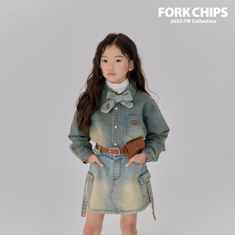 Fork Chips - Korean Children Fashion - #kidsstore - Walker Denim Skirt - 10
