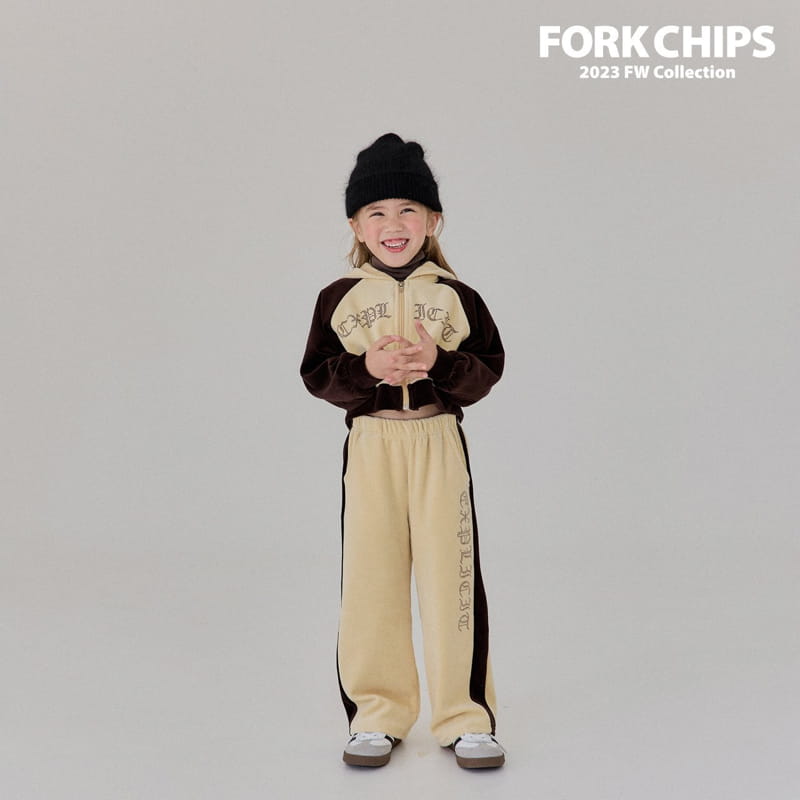 Fork Chips - Korean Children Fashion - #kidsstore - Stone Velvet Hoody ZIP-up - 2