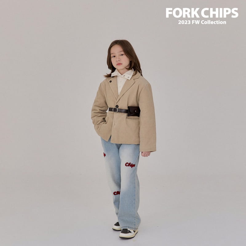 Fork Chips - Korean Children Fashion - #kidsstore - Chips Embrodiery Jeans - 6