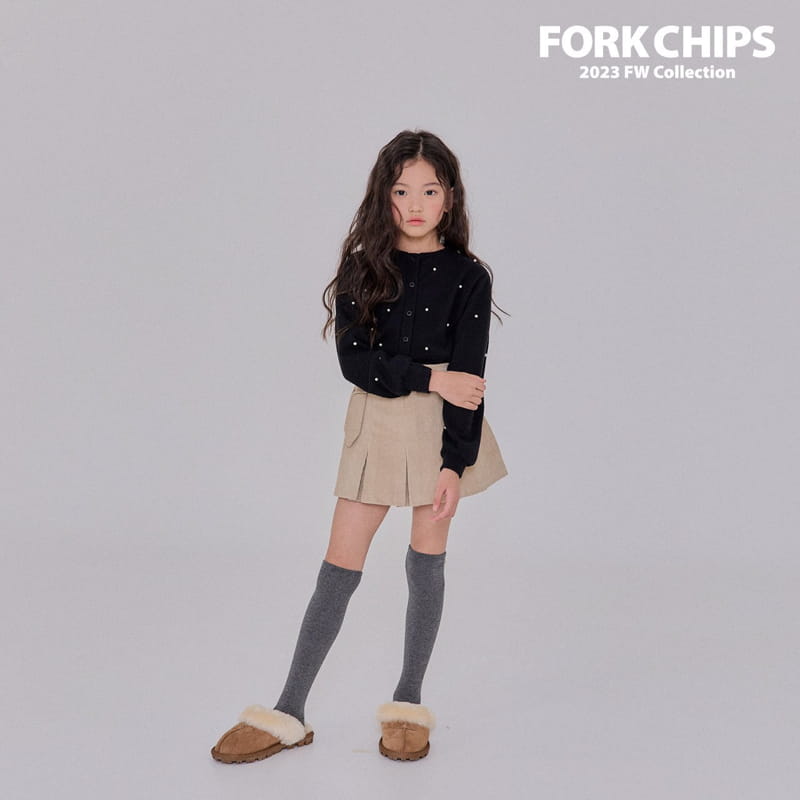 Fork Chips - Korean Children Fashion - #kidzfashiontrend - Pearl Crop Cardigan - 2