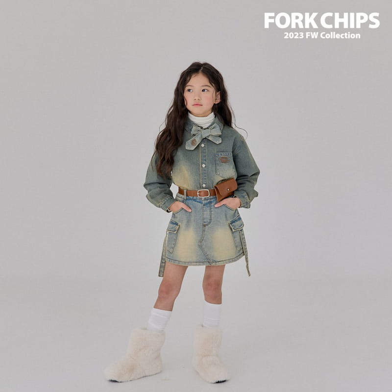 Fork Chips - Korean Children Fashion - #kidzfashiontrend - Walker Denim Skirt - 11