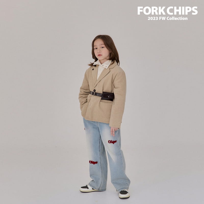 Fork Chips - Korean Children Fashion - #kidzfashiontrend - Chips Embrodiery Jeans - 7