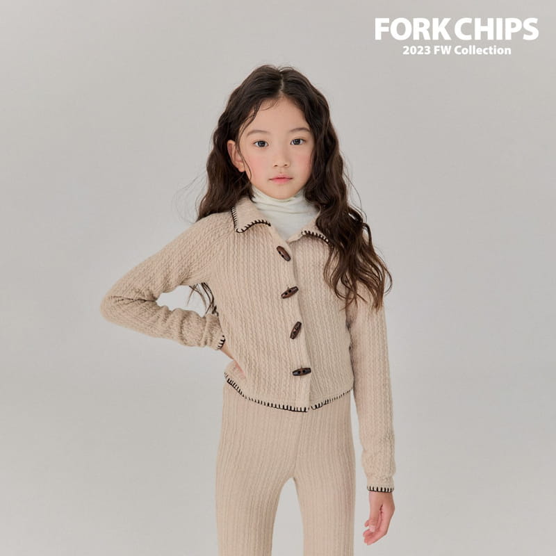 Fork Chips - Korean Children Fashion - #littlefashionista - Chain Knit Cardigan - 3