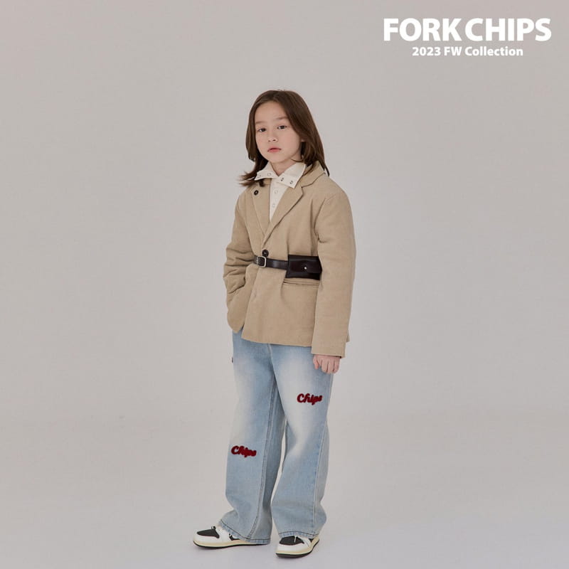 Fork Chips - Korean Children Fashion - #littlefashionista - Chips Embrodiery Jeans - 9