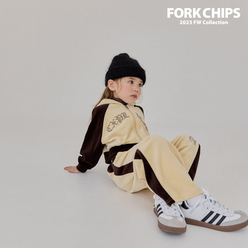 Fork Chips - Korean Children Fashion - #magicofchildhood - Stone Velvet Hoody ZIP-up - 6