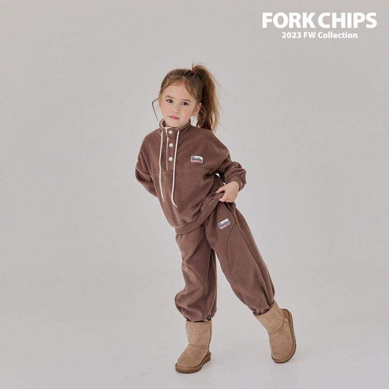 Fork Chips - Korean Children Fashion - #magicofchildhood - Round Snap Sweatshirt