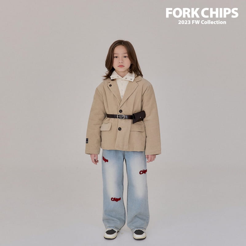 Fork Chips - Korean Children Fashion - #magicofchildhood - Chips Embrodiery Jeans - 10