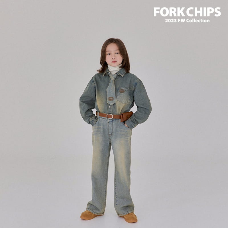 Fork Chips - Korean Children Fashion - #magicofchildhood - Western Jeans - 8