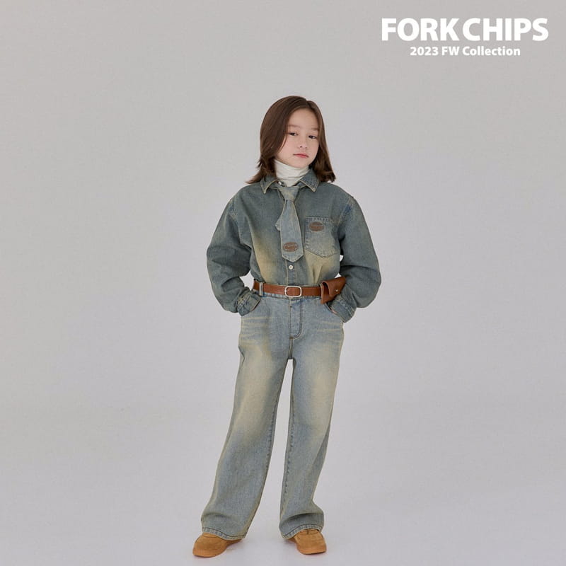Fork Chips - Korean Children Fashion - #prettylittlegirls - Western Jeans - 10