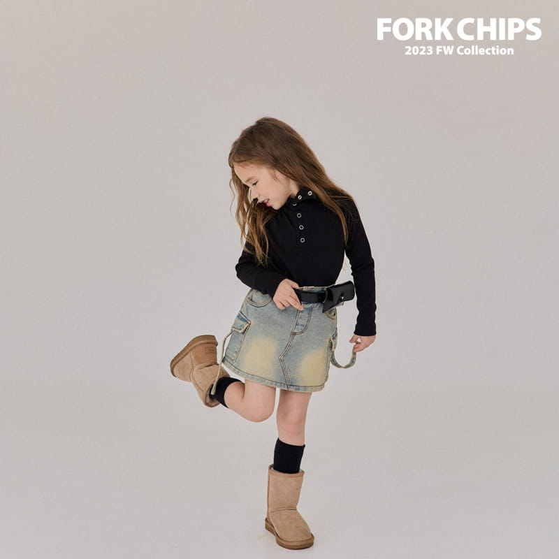 Fork Chips - Korean Children Fashion - #stylishchildhood - Walker Denim Skirt - 3