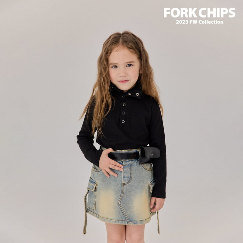 Fork Chips - Korean Children Fashion - #todddlerfashion - Walker Denim Skirt