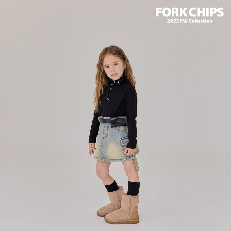 Fork Chips - Korean Children Fashion - #toddlerclothing - Walker Denim Skirt - 2
