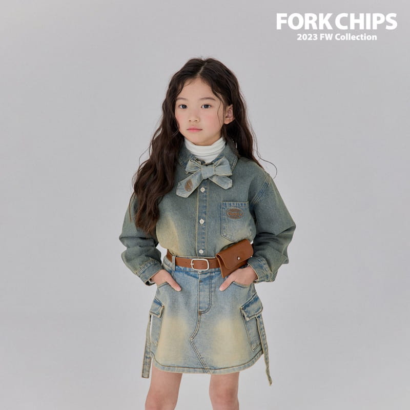 Fork Chips - Korean Children Fashion - #toddlerclothing - Root Denim Shirt - 11
