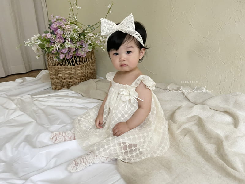 Hi Byebebe - Korean Baby Fashion - #onlinebabyshop - Frog Flower Lace One-piece - 2