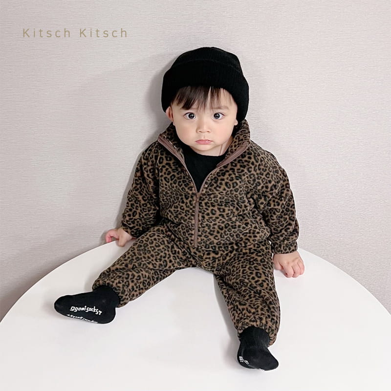 Kitsch Kitsch - Korean Children Fashion - #stylishchildhood - Fleece Zip-up Top Bottom Set - 4