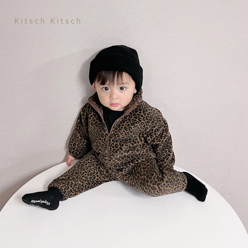 Kitsch Kitsch - Korean Children Fashion - #childrensboutique - Fleece Zip-up Top Bottom Set - 5