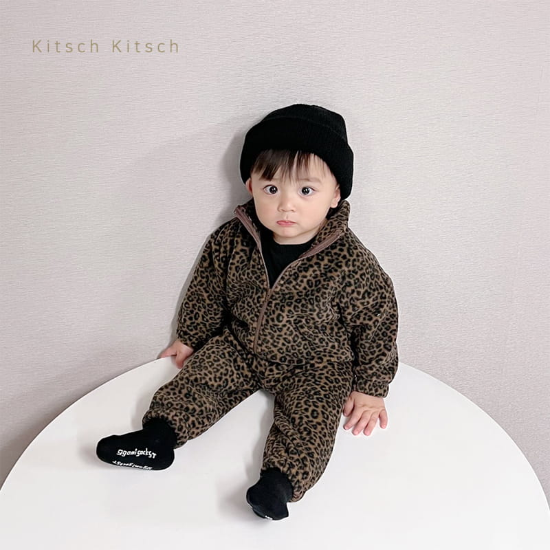 Kitsch Kitsch - Korean Children Fashion - #discoveringself - Fleece Zip-up Top Bottom Set - 7