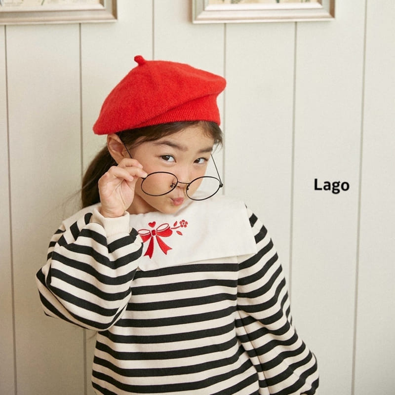 Lago - Korean Children Fashion - #childofig - Stripes Embroidery Sweatshirt - 2