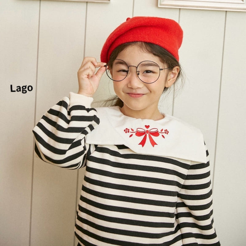 Lago - Korean Children Fashion - #childofig - Stripes Embroidery Sweatshirt - 3