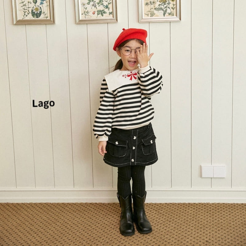 Lago - Korean Children Fashion - #discoveringself - Stripes Embroidery Sweatshirt - 6