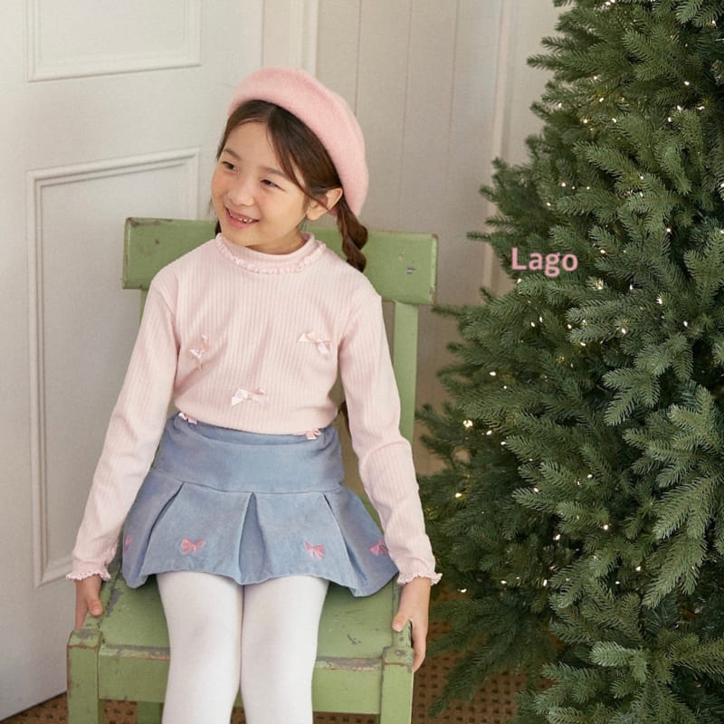 Lago - Korean Children Fashion - #discoveringself - Ribbon Turtleneck Tee - 2