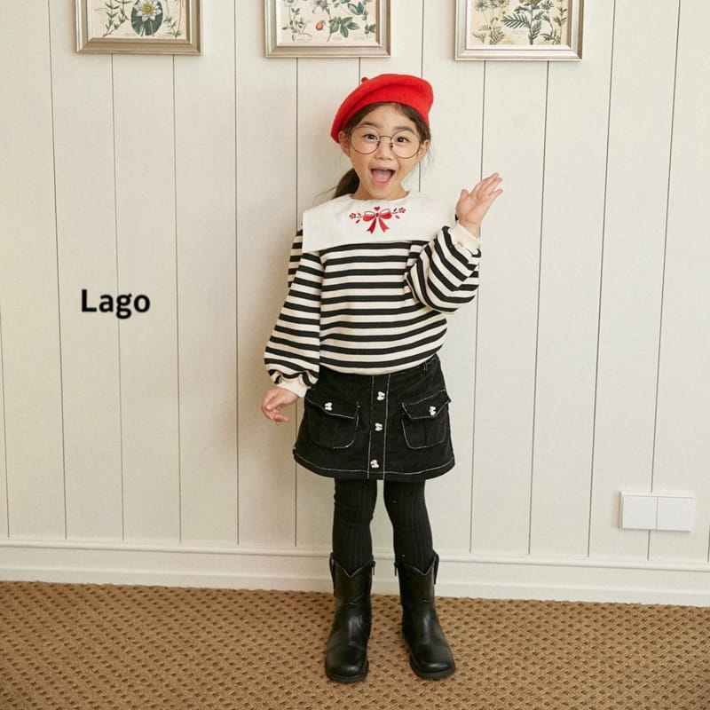 Lago - Korean Children Fashion - #fashionkids - Stripes Embroidery Sweatshirt - 7