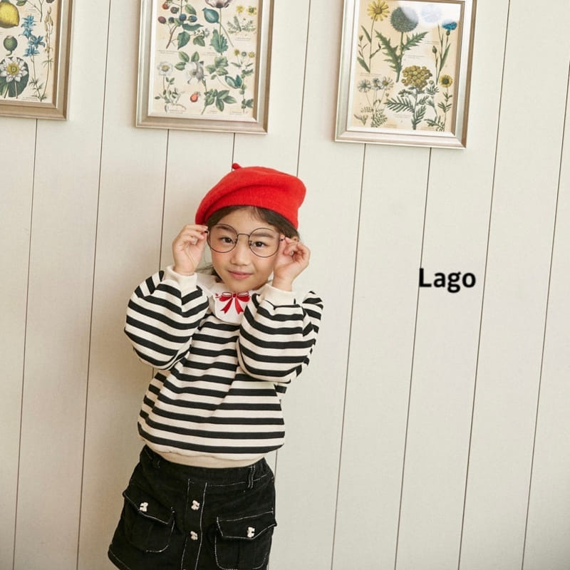 Lago - Korean Children Fashion - #kidsshorts - Stripes Embroidery Sweatshirt - 8