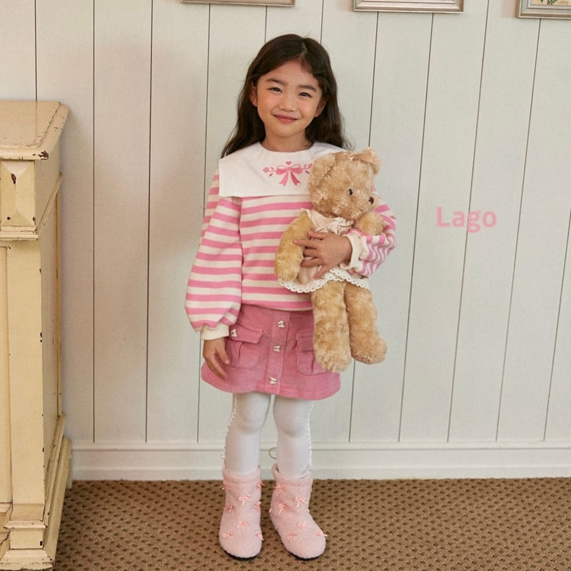 Lago - Korean Children Fashion - #kidsstore - Stripes Embroidery Sweatshirt - 9