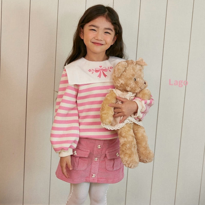 Lago - Korean Children Fashion - #kidzfashiontrend - Stripes Embroidery Sweatshirt - 10